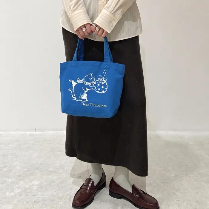 Holiday Cat Small Tote_turquoise