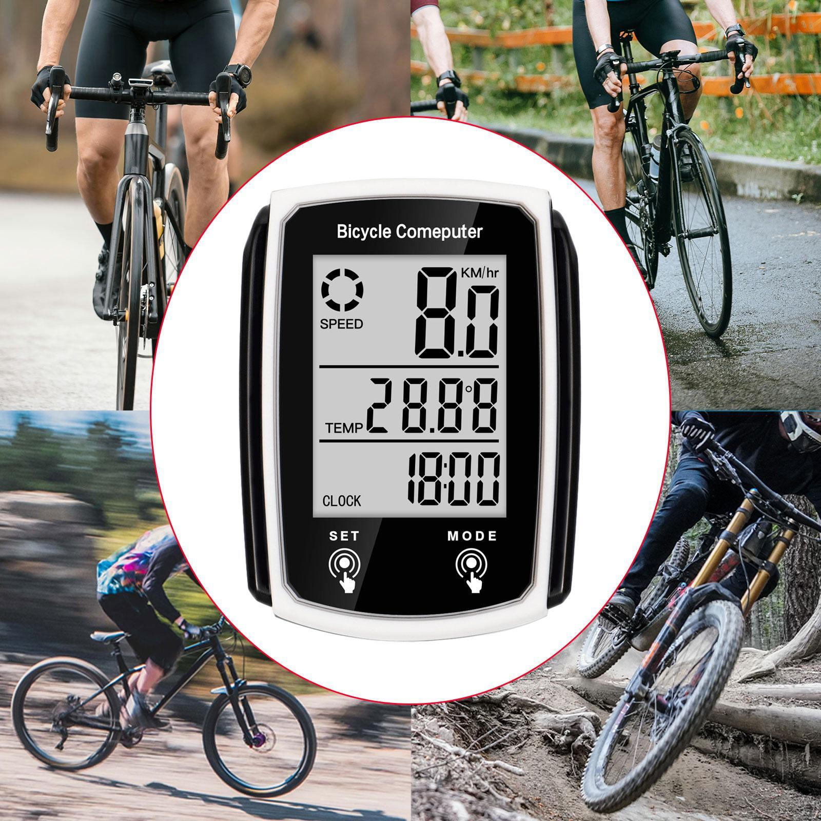 

Велосипедный компьютер Проводной цифровой ЖК-экран с подсветкой Часы Цикл Black White