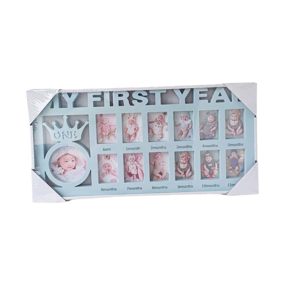 Newborn Souvenirs Plastic Baby Keepsake Frame First Year Rectangle Photo Frame Decorative Infant Growing Album Memory Gift