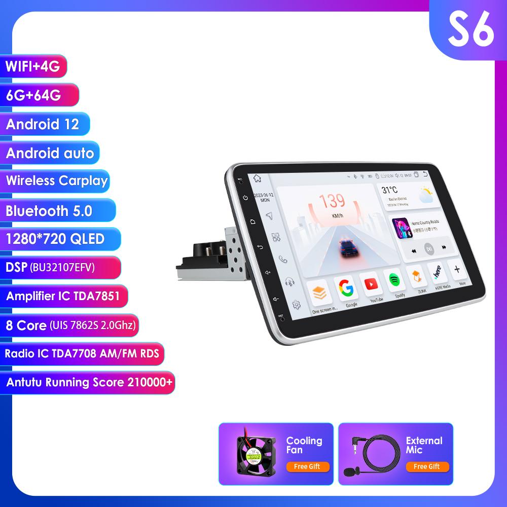 Car Multimedia Player Hizpo Rotatable 1 Din Android 13 Car Radio GPS Navigation Player