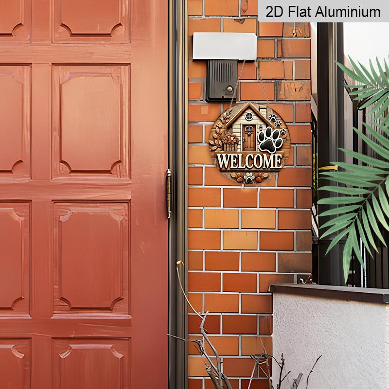 2D Flach 1 Stück Aluminium Dekorationsartikel Pfotenabdruck-Stil Wandbehang 7,87 Zoll × 7,87 Zoll Ideal für Gärten, Bauernhäuser, Straßen, Geschäfte, Bars