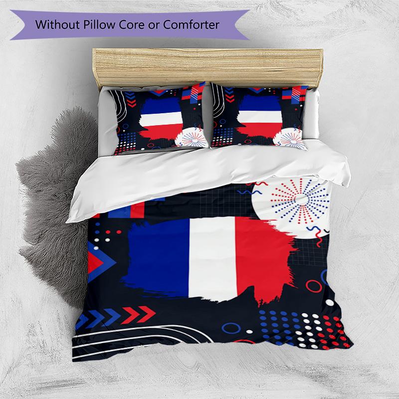 France Football Printed Bedding 3 Piece Set Cozy Breathable Bed Cover Set as Housewarming Holiday Gift