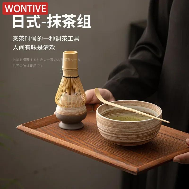 4ks Japonská Matcha Čajová Sada Bambusová Čajová Metlička Keramická Čajová Miska Složení Čínské Tradiční Ručně Vyráběné Čajové Nástroje Sváteční Dárky