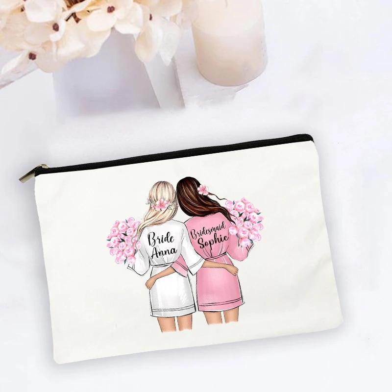 Personalised Makeup Bag Custom Name Cosmetic Bags Travel Toiletry Organizer Bride Storage Make Up Case Wedding Bridesmaid Gifts