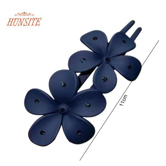 Women Hair Grip Flower Decor Solid Color Anti-slip Hair Decoration Frosted Texture Rhinestone Decor Anti-crack Lightweight Hair Styling Tool