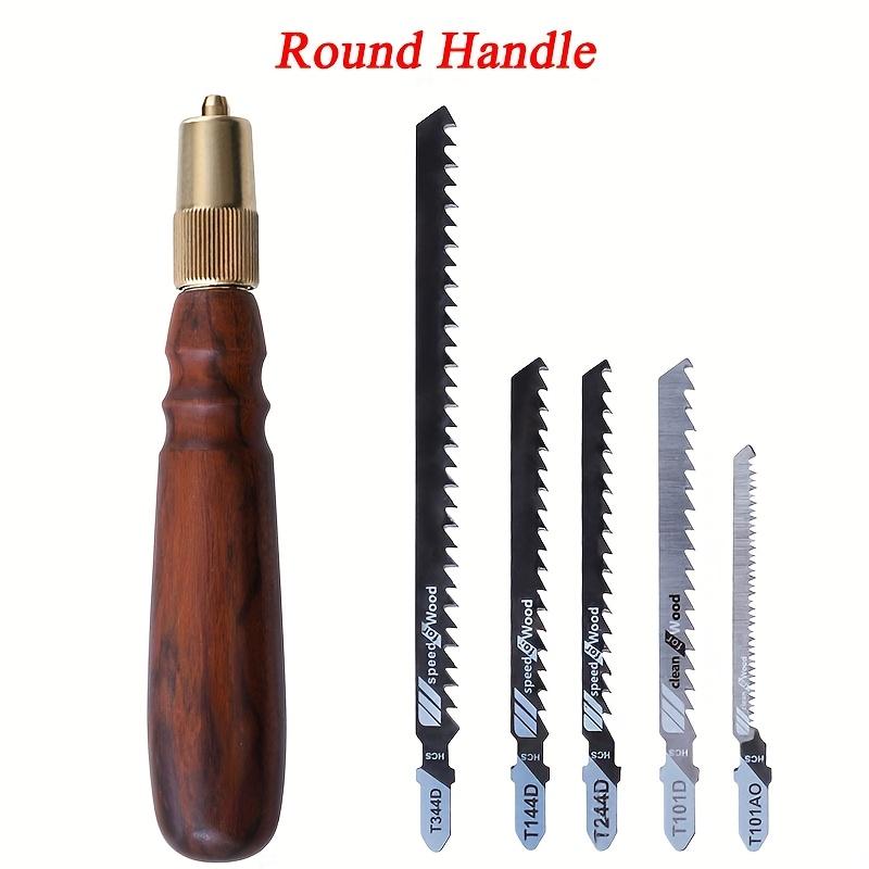 1 Set Mini Detachable Hand Saw Round/Hexagonal Wooden Handle High Carbon Steel Handheld Saw With 5 Saw Blades For Woodworking