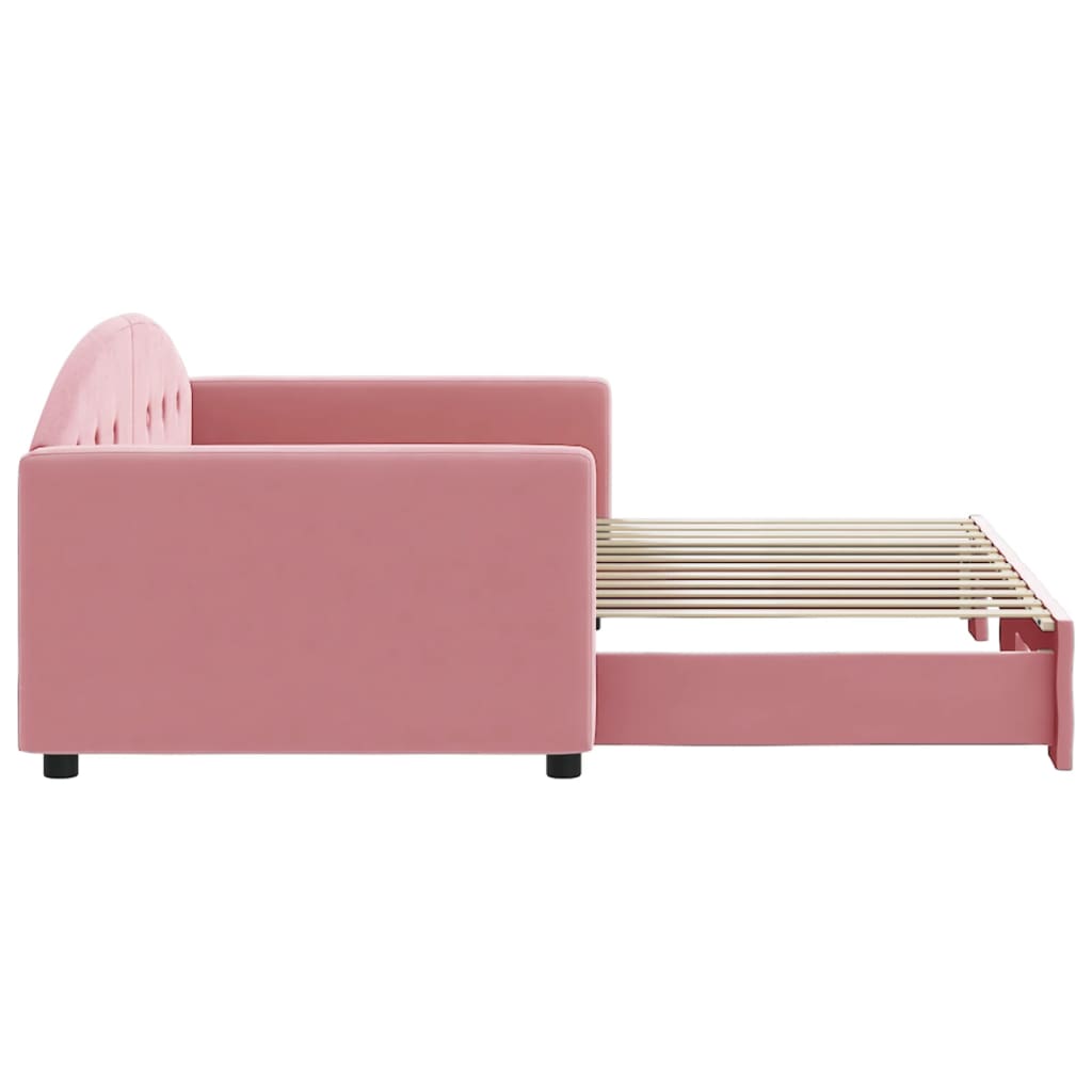 Daybed Extendable Pink 90x200 cm Velvet