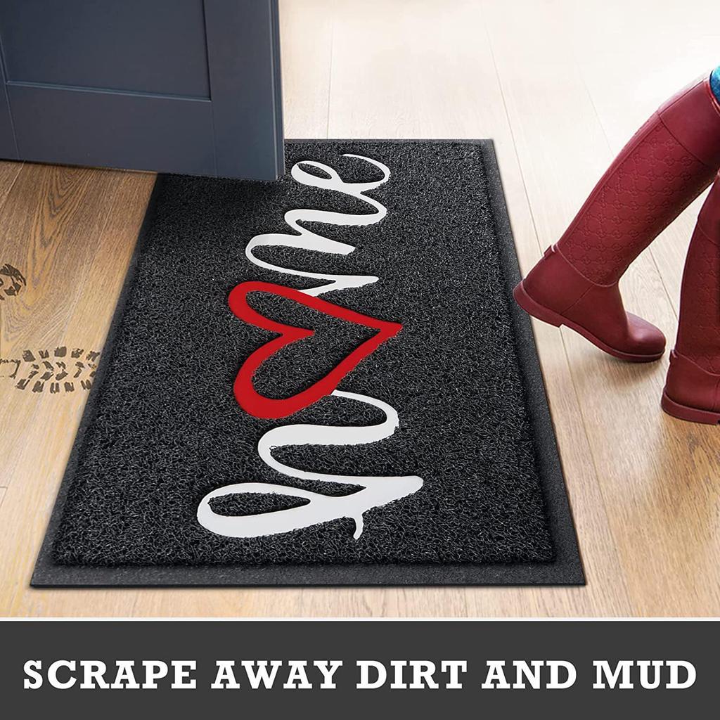 Heart-Shaped Home Entry Mud Scraper Mat