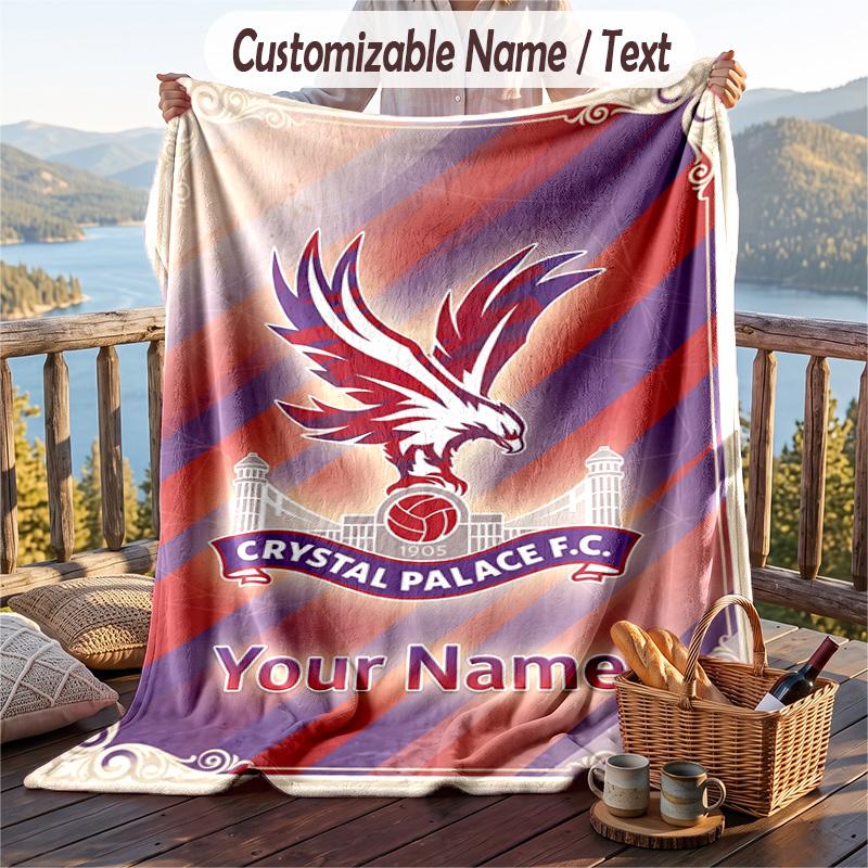 Flannel Blanket Crystal Palace Print Custom Name Text Soft Throw for Sofa Bed