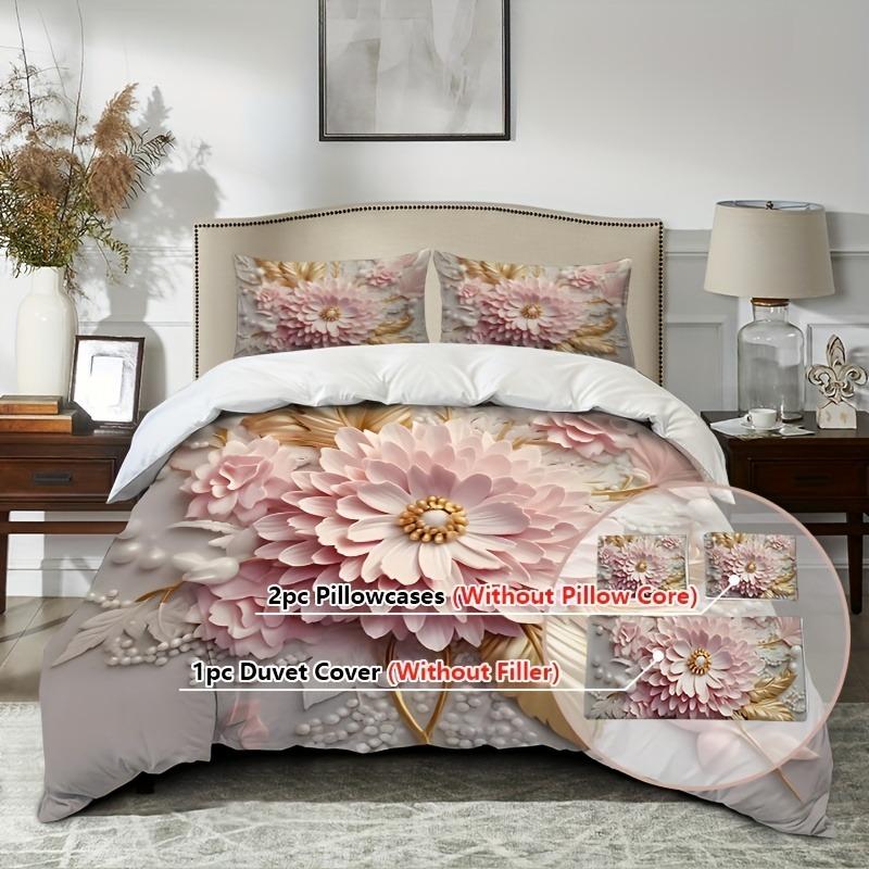 Floral Bedding Set Princess Duvet Cover Set Quilt Cover With Pillowcase For Bedroom Decor Birthday Gift Halloween Christmas Gift