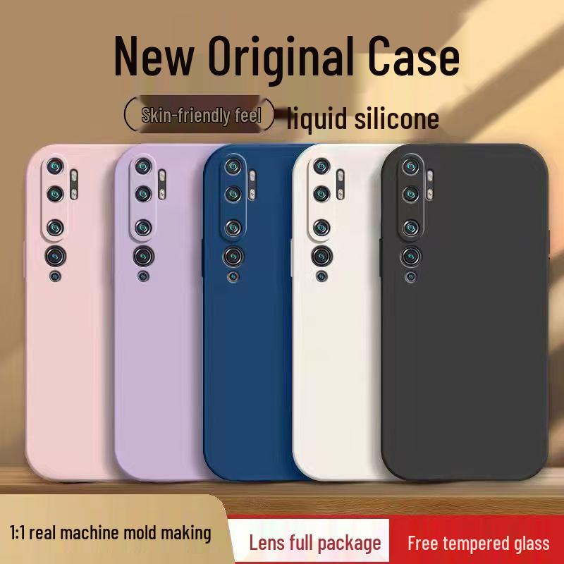 Compatible with Xiaomi CC9 Pro: Solid Color, Rubik's Cube Design, Liquid Silicone, All-Inclusive, Drop-Proof, Straight Edge Soft Case.