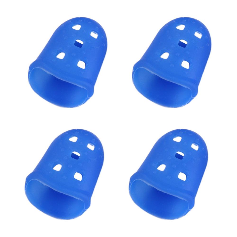 4pcs/set Non-Slip Guitar Fingertip Protectors Rubber Thimble Solid Color Silicone Finger Guards Guitar Accessories