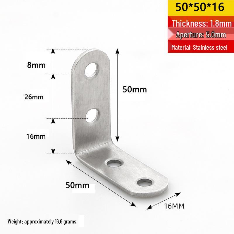 Stainless Steel 90° Right Angle Bracket for Furniture and Shelf Support