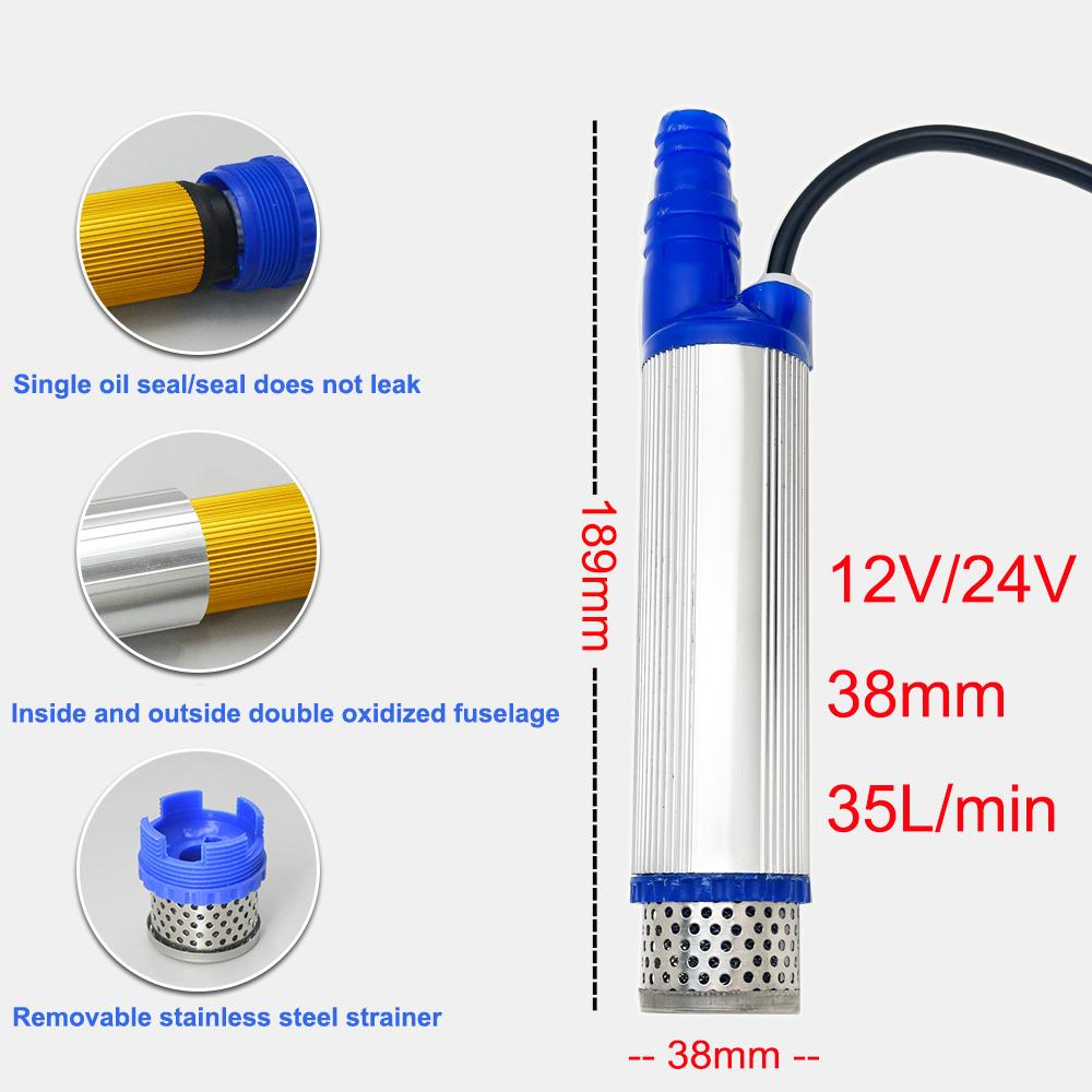 Elektrická palivová pumpa 38mm Přenosná Mini Pro čerpání naftového oleje Vodní přenosová pumpa Kempování Rybaření Ponorné čerpadlo 35L/min 12V 24V