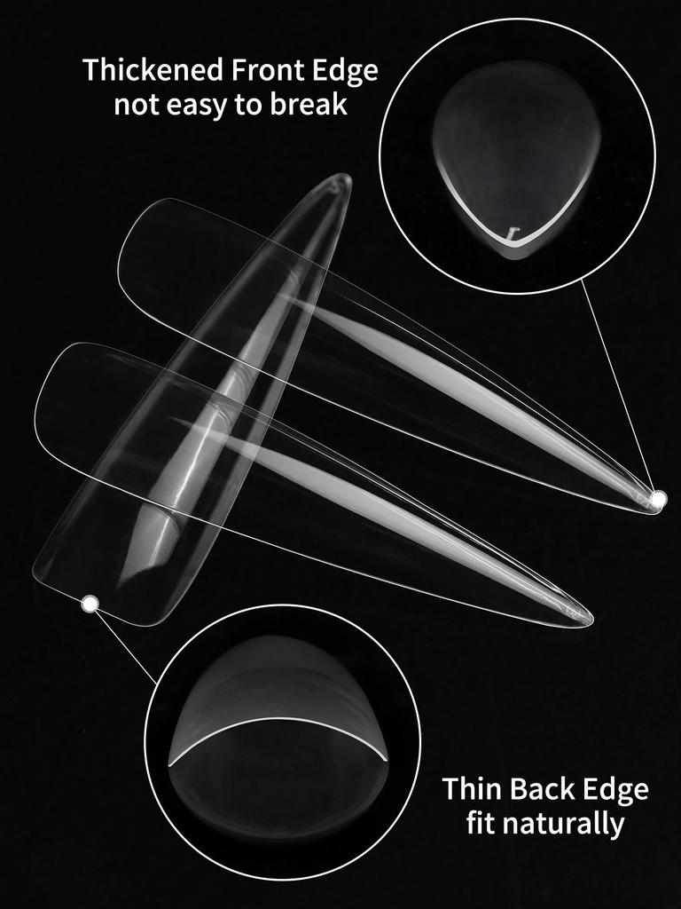 500pcs Bag Stiletto Long Water Drop False Nail Tips Transparent Full Cover Press On Acrylic Artificial Nails Lasting Pressure Na