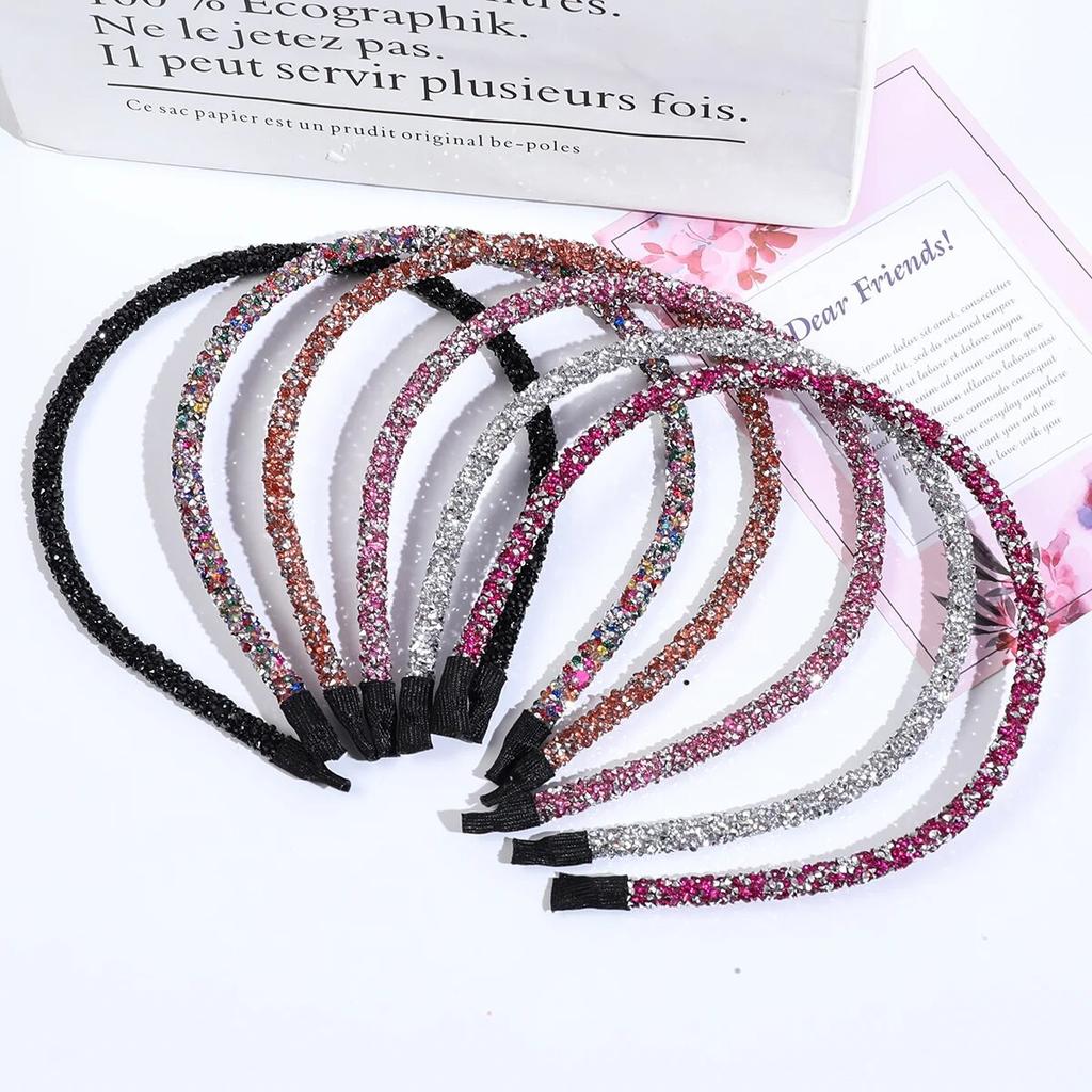 6Pcs Fashion Korea Crystal Soft Headband for Women Rhinestone Hairband Beads Bezel Girls Hair Accessories Simple Headwear