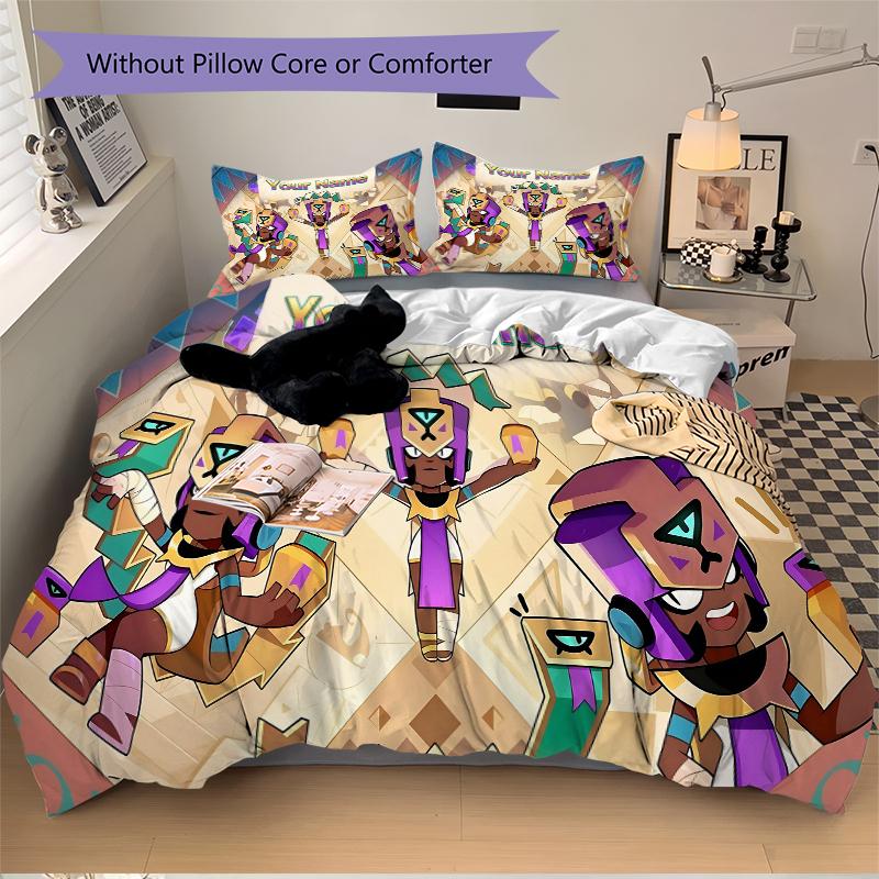 Custom Ancient Egyptian Mythology Printed 3pcs Bedding Set Soft Microfiber 1 Duvet Cover And 2 Pillowcases Home Bedroom Decor Xmas Gift Q19