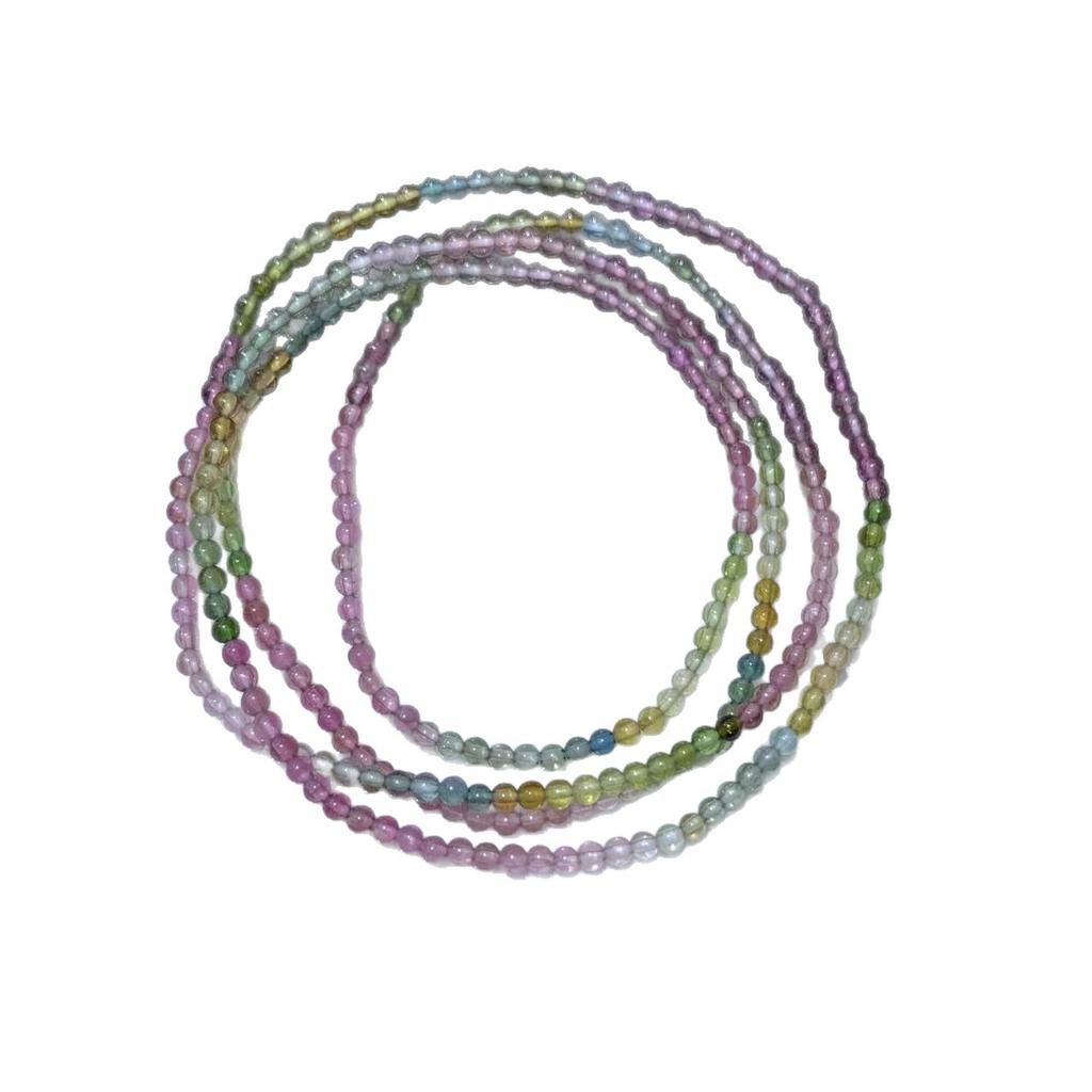 Women's Natural Tourmaline Beads Small Rice Beads Candy Color Long Chain Multi-loop Bracelet DIY Joker Live Supply