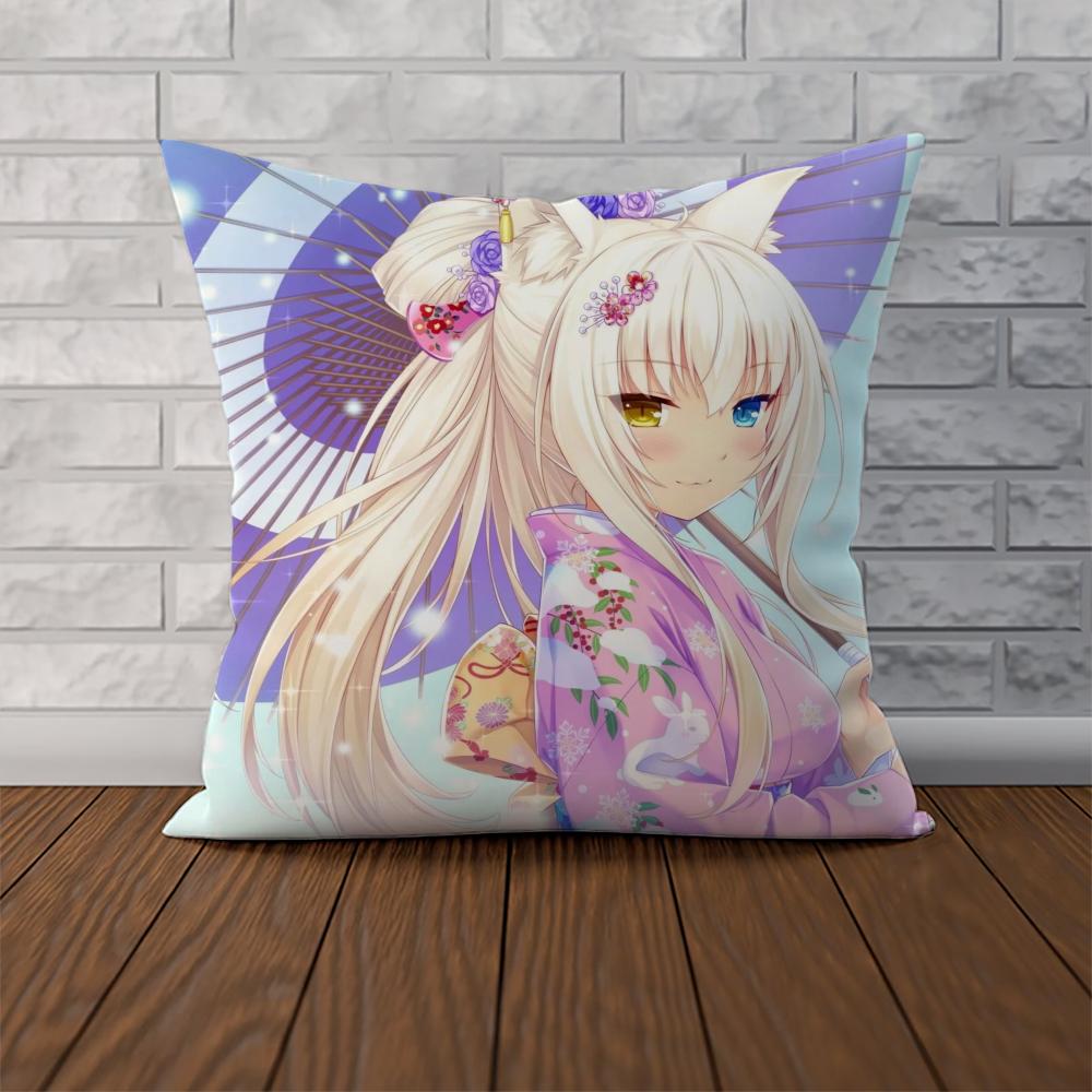 NekoPara Pillow Case For Car Sofa Decorative Home Doublesided Print Plush Square Throw Pillow Cushion Cover
