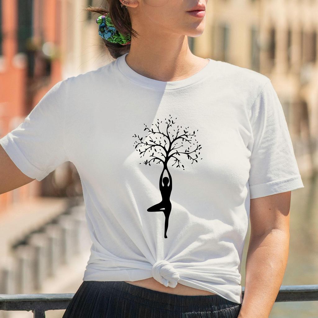 Yoga Tree Pose Print Pattern Men Women T-shirt Spiritual Meditation Gift Summer Elegant Urban S