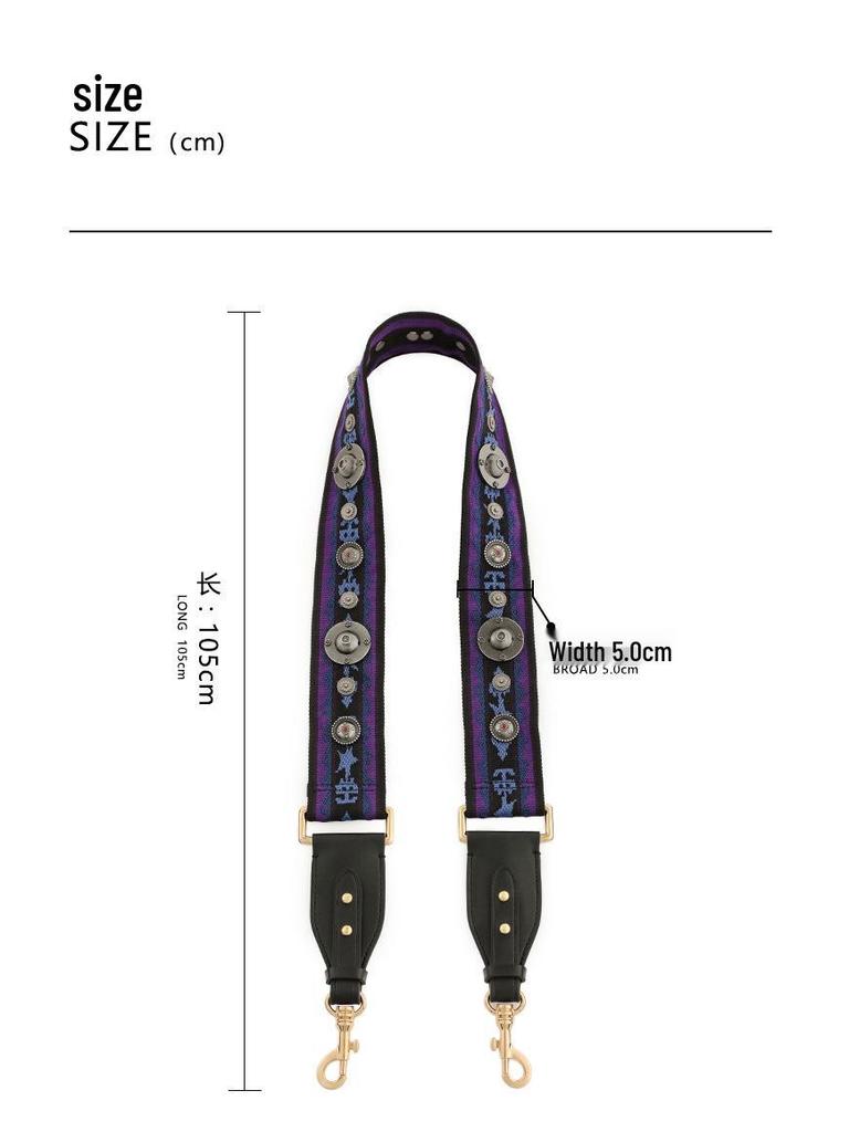 Ma Huang Shi Women's Genuine Leather Vintage Saddle Bag Strap with Rivets