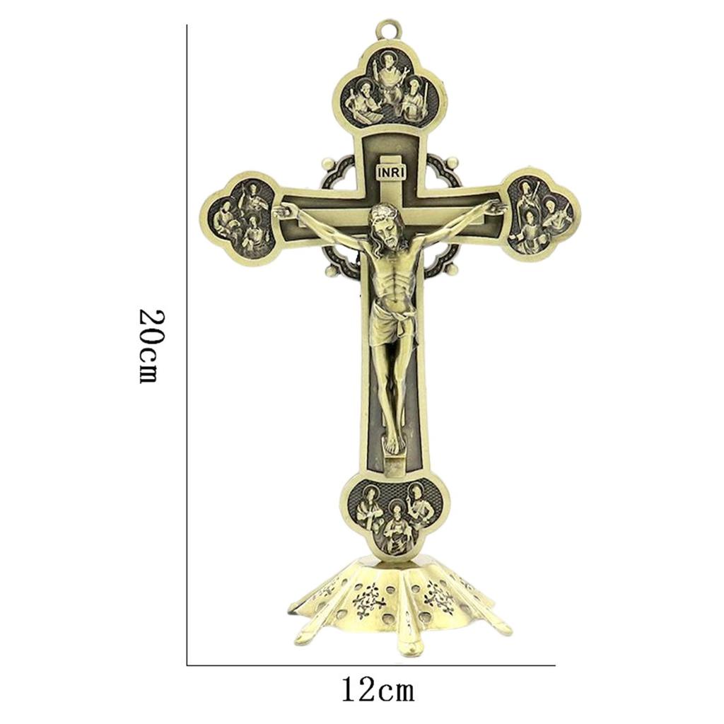 Metal Standing Crucifix , Desk Decor Figurines Statue Home 12 Apostles Statue Gifts Standing