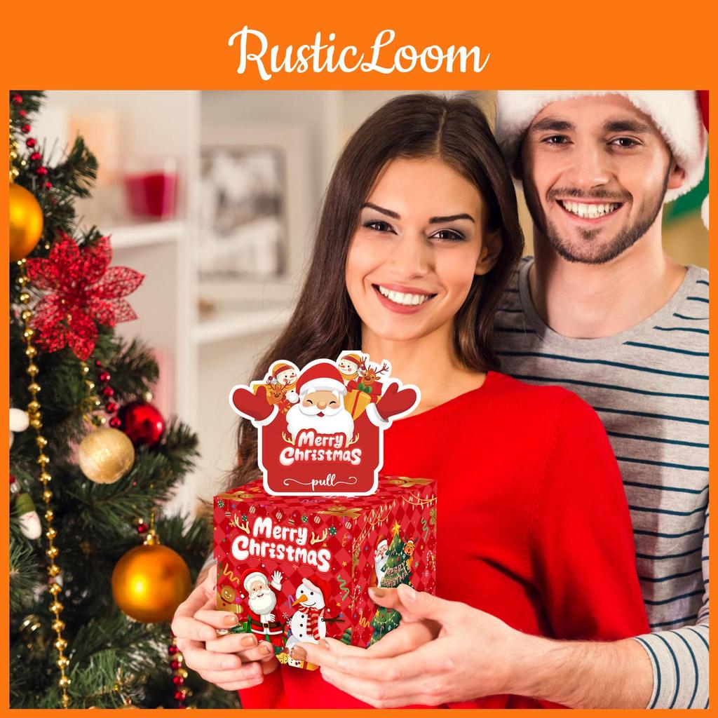 Christmas Santa Claus Gift Box With Red Finish For Holiday Party Decor And Gift Giving