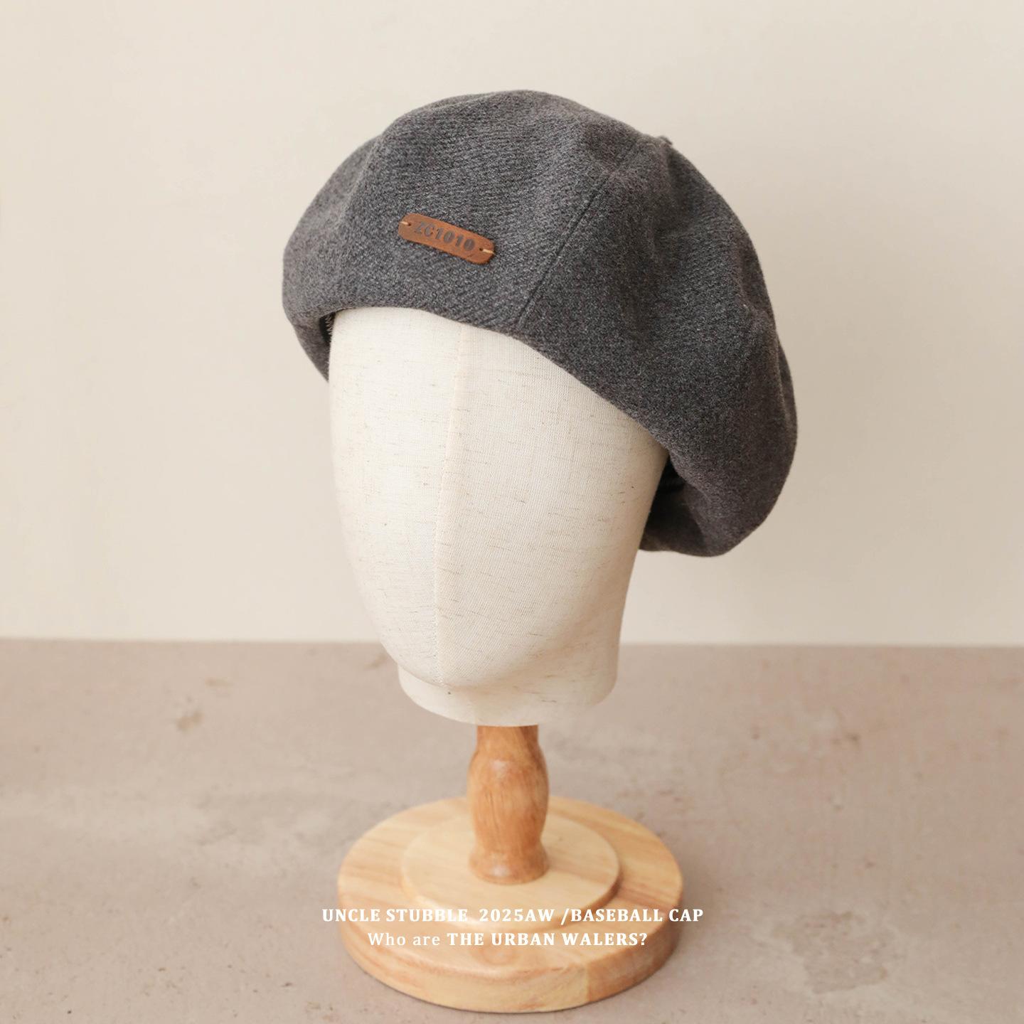 

Осенне-зимняя литературная ретро шляпа художника для девочек, корейский универсальный берет, подчеркивающий лицо, восьмиугольная шляпа из утолщенной шерсти, однотонная average size (55-59cm)