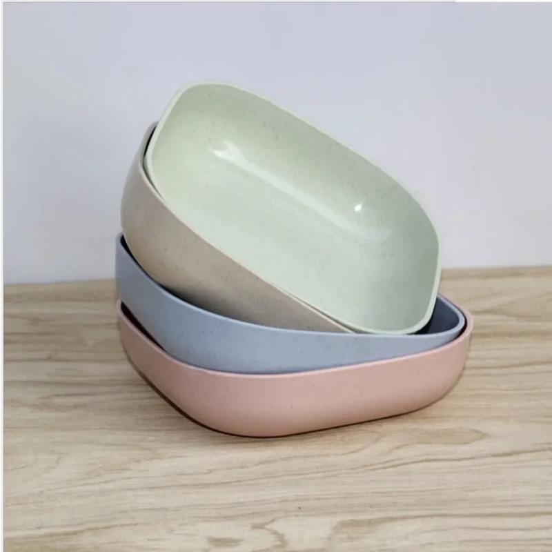 Wheat Straw Meal Plate Suit, Circular Plate, Light Weight, Non-friable, Dessert Plates, Family Picnic, Fruit Snacks Salad