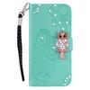 For Samsung Galaxy S23 FE Case Owl Flower Imprinted Rhinestone Leather Phone Stand Cover