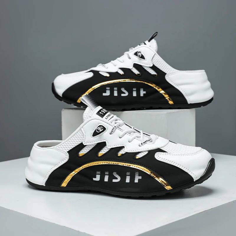 

Summer Breathable Lightweight Man Casual Shoes Men Half Slippers Comfortable Walking Sneakers Non-slip Flats Lazy Shoes 39