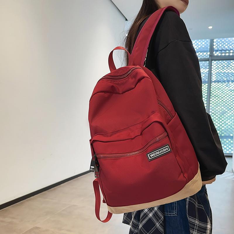 Women's Color Block Backpack Student School Bag Men's Lightweight Large Capacity Travel Backpack
