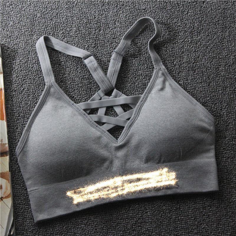 European and American-Style Top Cross V-neck Bra Sports Underwear XS Gray
