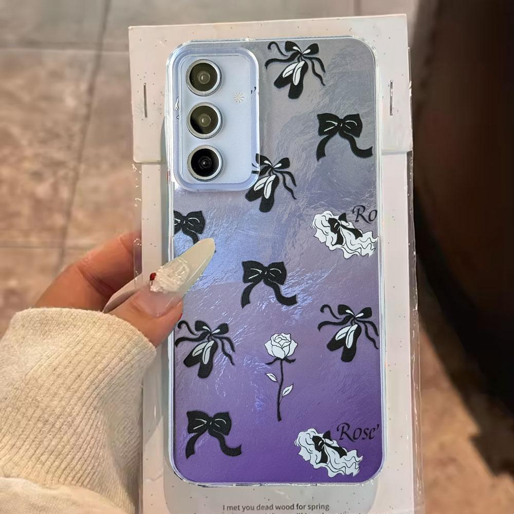 Black Bow Cartoon Animal Phone Cases Phone Case for Samsung Galaxy A56 A16 A26 A36 A55 A14 A24 A34 S25 S24 Silicone Back Cover