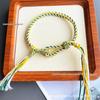 Tibetan Wealth Gods Handmade Eight-Strand Braided Bracelet with Green Tara Thangka