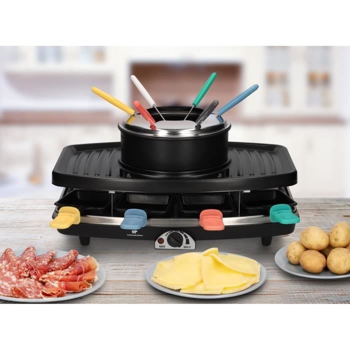CONTINENTAL EDISON CERFG86B Raclette and Fondue Appliance for 8 People - Black