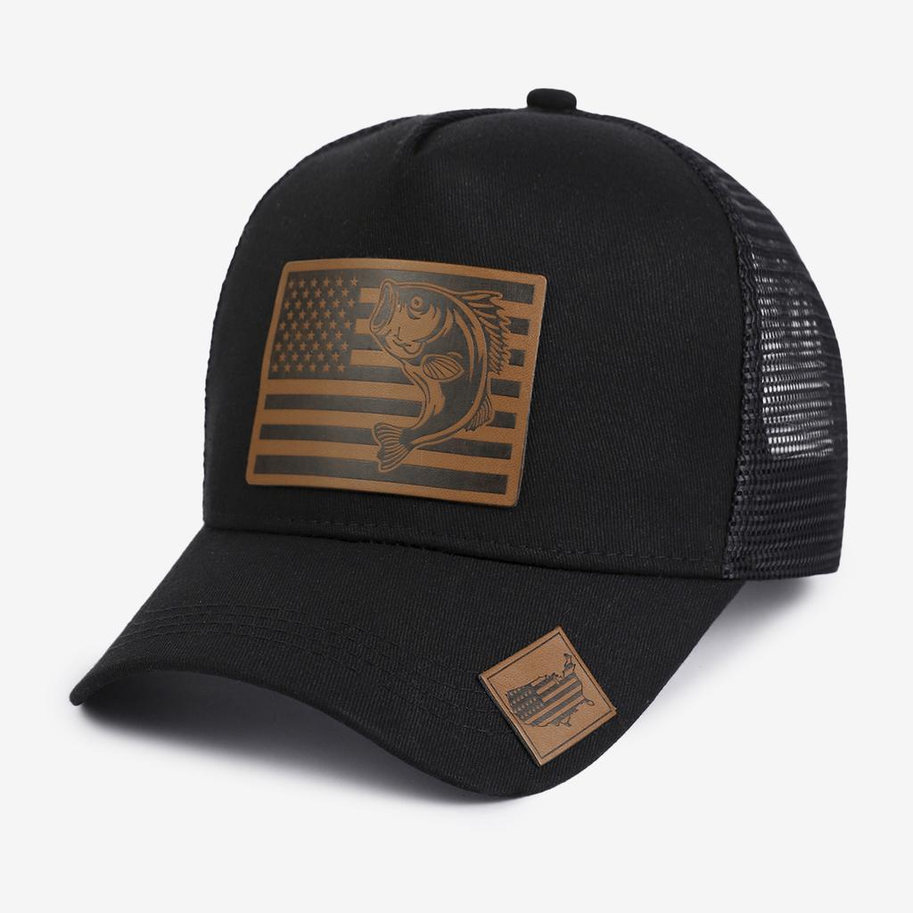 Unisex Mesh Trucker Hat with Leather Patch, Adjustable Breathable Baseball Cap for Men Women, Multiple Colors Available