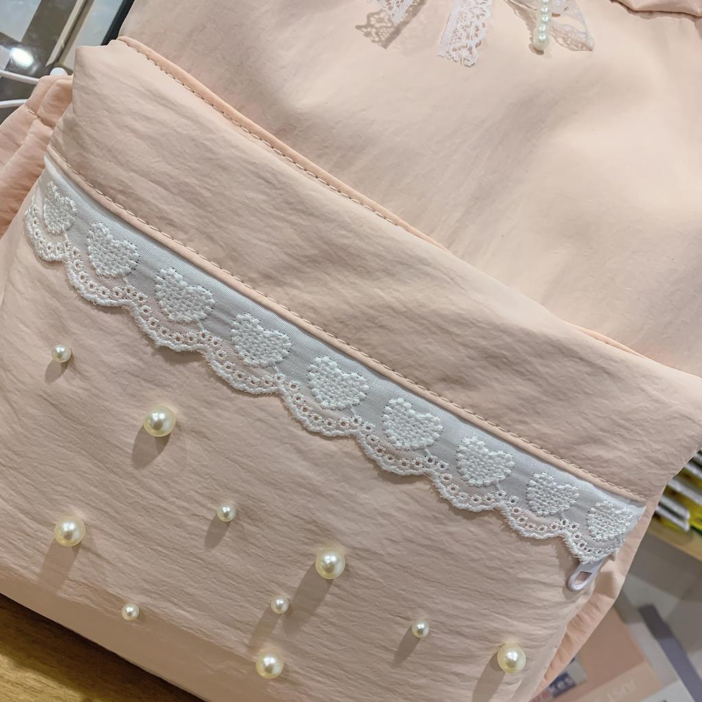 Zaino versione coreana dolce pizzo borsa zaino carina fiocco perla zaino studente moda casual versatile zaino