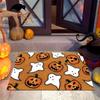 VIKAMA Cute Halloween Doormat Jack O Lantern White Ghost Seamless Pattern Non Slip Outdoor Porch Welcome Home Decor