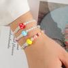 Simple Colorful Mushroom Bracelet Set With Random Imitation Pearls For Women