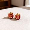 Exquisite Red Pomegranate Series Earrings for Women Simple Cute Metal Vintage Earrings Premium Jewelry Gifts Daily Wear New
