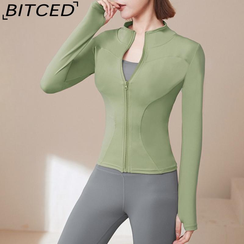 BITCED Summer Sun Protection Quick-Dry Sports Jacket Stand-Up Collar Stretch Slim-Fit Running & Fitness Top