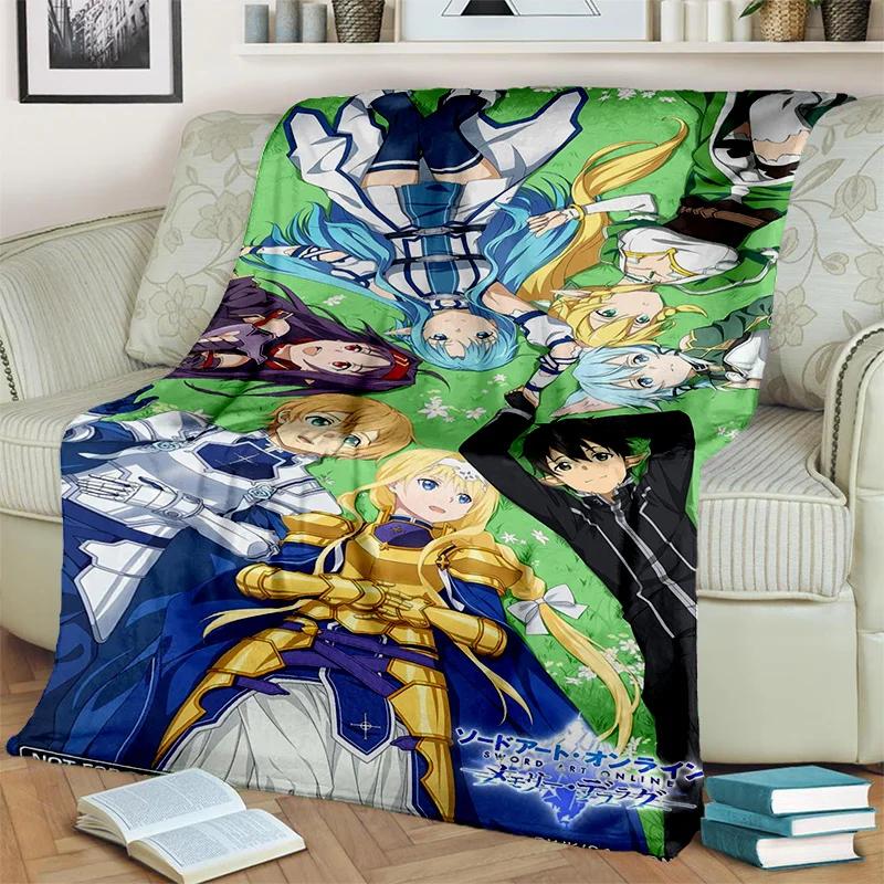 Sword Art Online SAO Novel Cartoon Blanket,Soft Throw Blanket for Home Bedroom Bed Sofa Picnic Travel Office Cover Blanket Kids