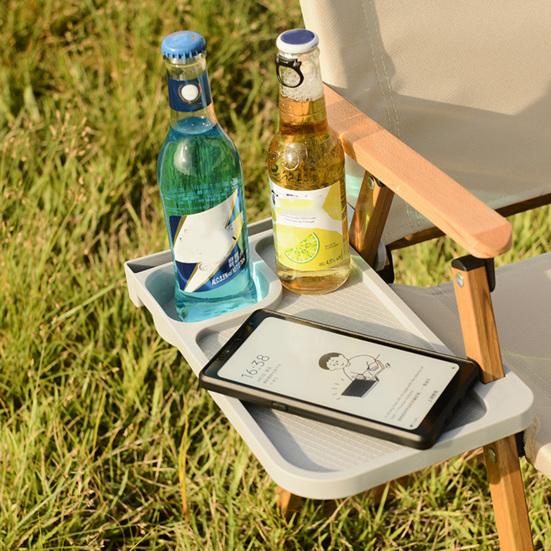 Campingstol Hylle med koppholder Køyeseng Nattbord Utendørs Snack Organizer Hvilestol Sidebrett Campingtilbehør