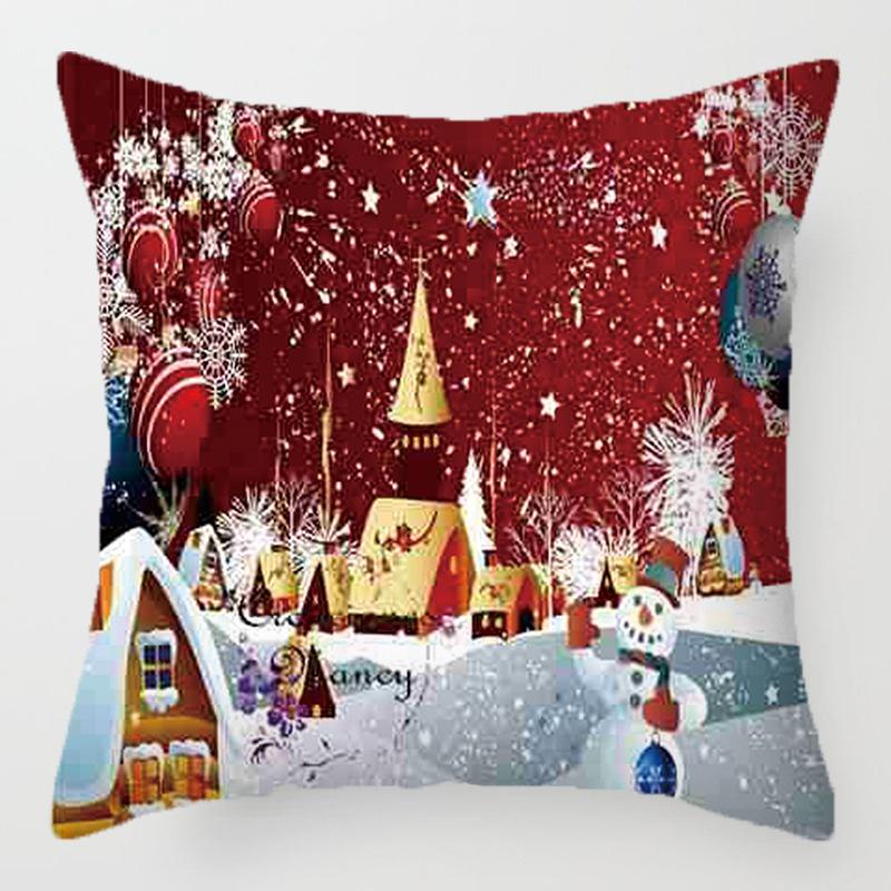 Christmas Golden Cartoon Throw Pillow Cover With Short Plush Print For Living Room Sofa Decoration Cushion Cover Pillow Covers