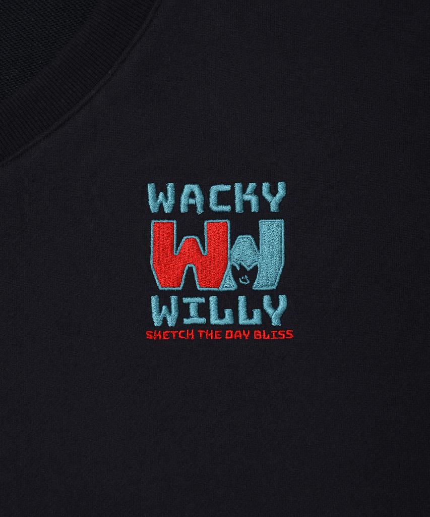 WACKY WILLY Color Logo V-Neck Sweatshirt Navy