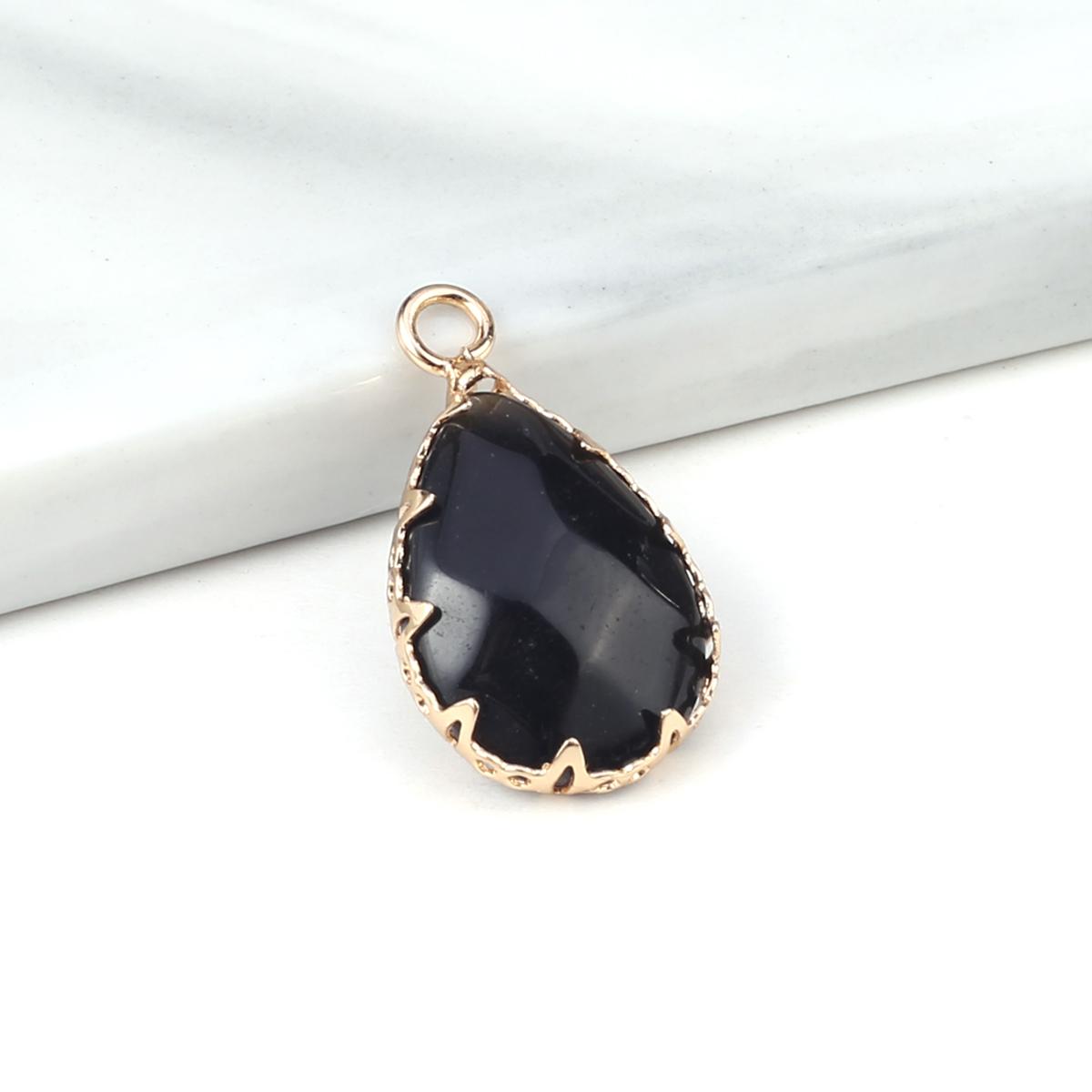 

2 шт., небольшой кулон из натурального камня, граненый кулон в форме капли для изготовления ювелирных изделий, ожерелье, серьги, аксессуар для браслета 2Pcs/Black Agate