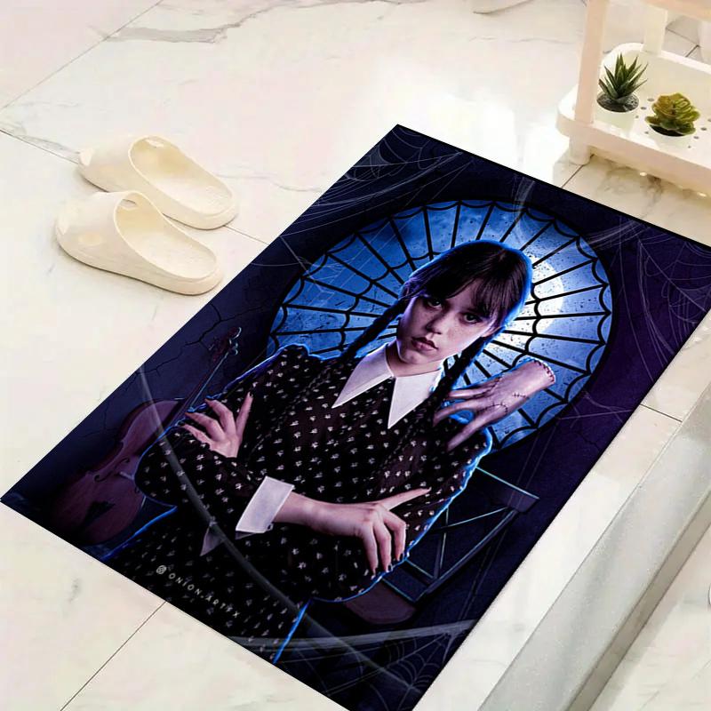 1Pc Gothic Girl Spider Web Rug, Office Carpet Indoor Outdoor Doormat, Non-Slip, Comfortable, Living, Christmas Halloween,  Xmas Gift L1473