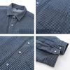 Minimalist Striped Men's Long-sleeved Shirt 2026 Autumn Denim Lapel Loose Men's Casual Jacket Jacket Men's Breathable Work Casual Jacket