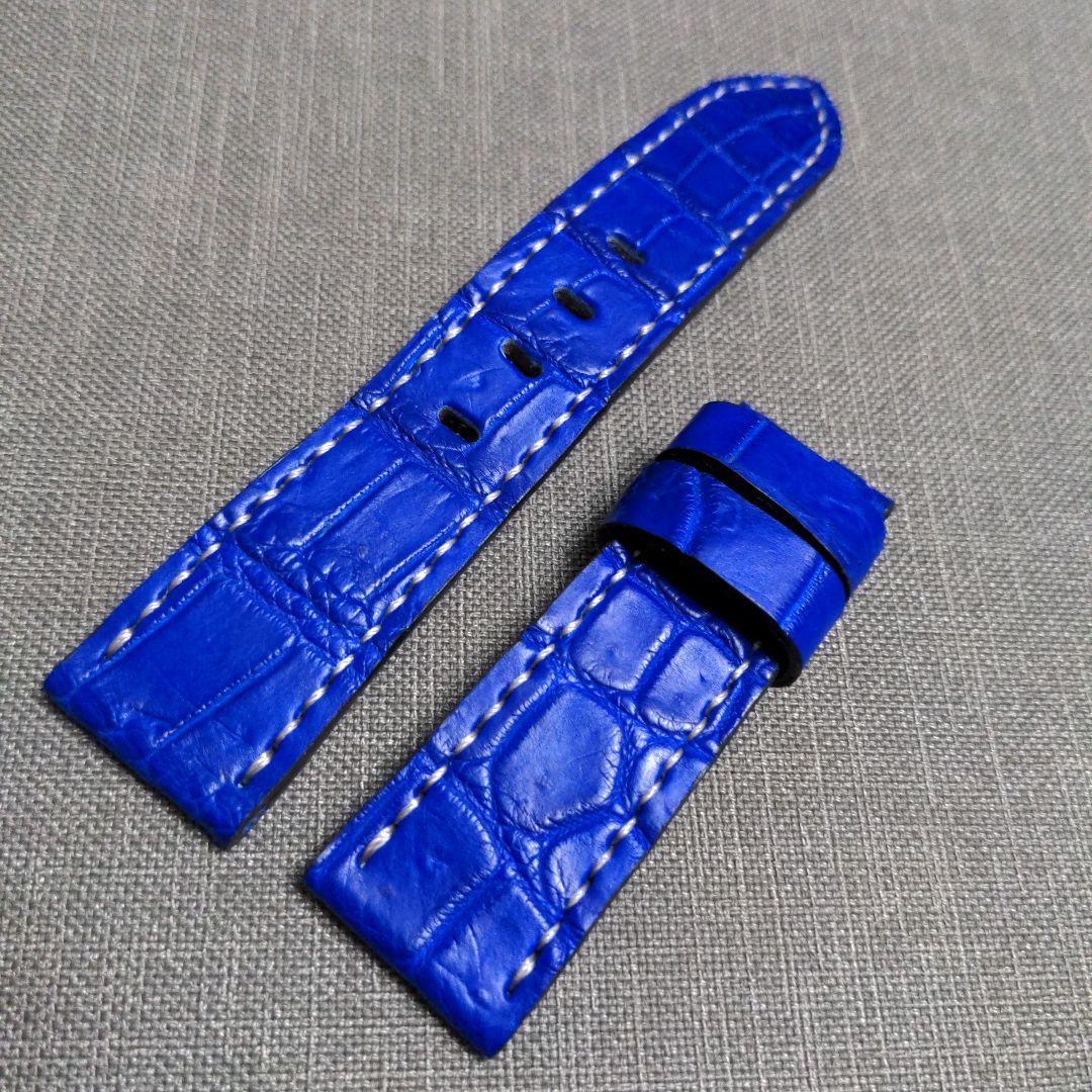 Used Watch strap 24mm Exotic leather blue Lug width 24mm Buckle width 22mm